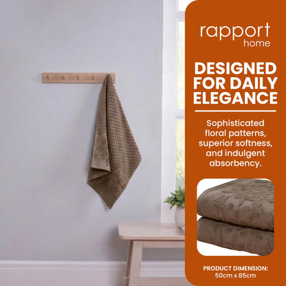 Rapport Home Versailles Jacquard Hand Towels 2 Pack, Mushroom Latte