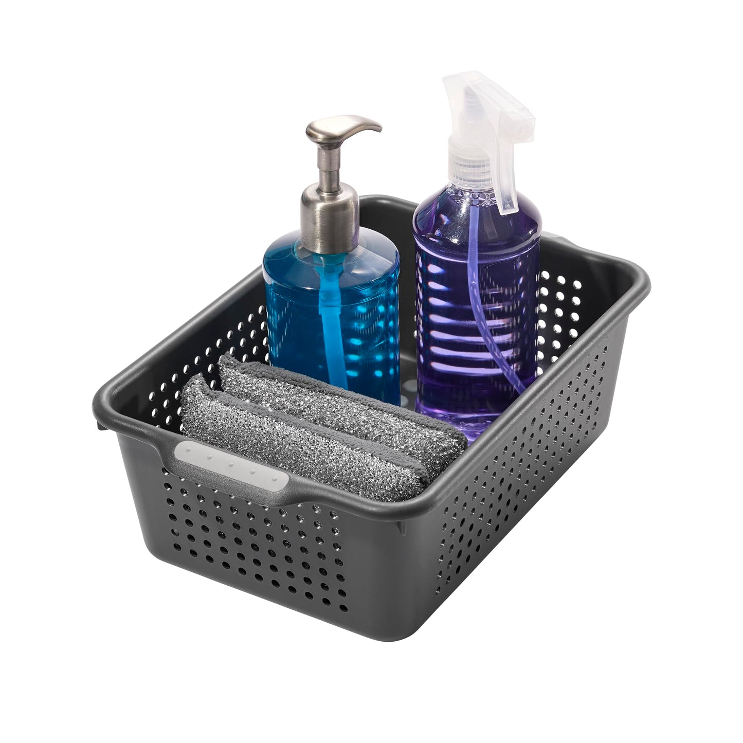 madesmart Classic Small Storage Basket - Granite | CLASSIC COLLECTION | Soft-grip Dots and Non-slip Feet | BPA-Free,Brown
