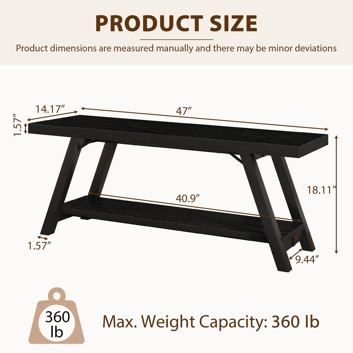 LVB Shoe Storage Bench Entryway Benches for Hallway 120cm Black Oak