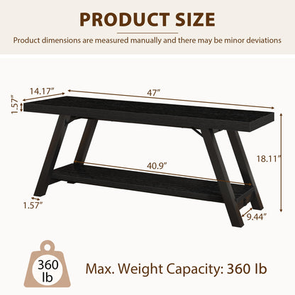 LVB Shoe Storage Bench Entryway Benches for Hallway 120cm Black Oak