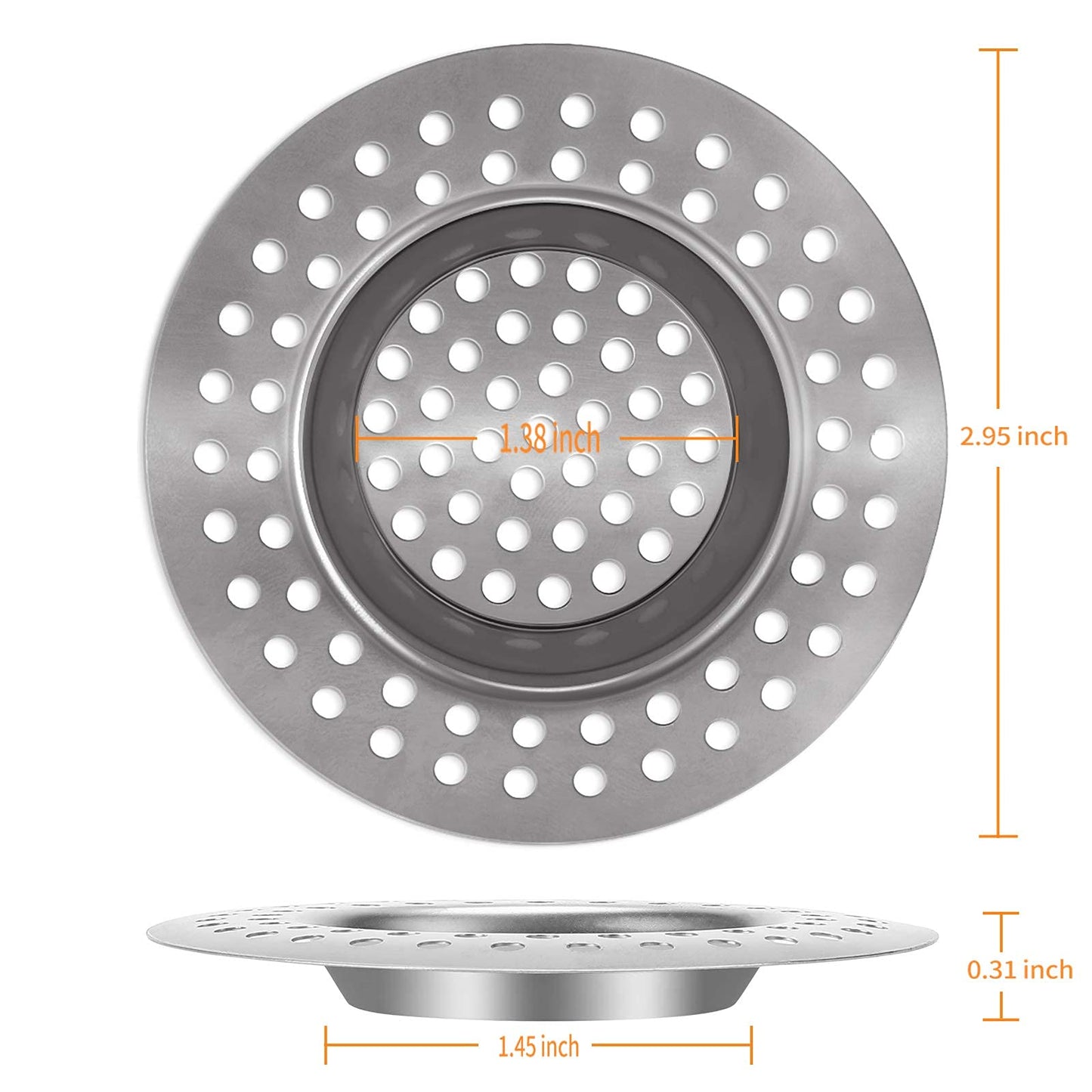 (Set of 2) Stainless Steel Kitchen Sink Strainer Plug, Standard Strainer Drain Protector for Bathroom/Kitchen