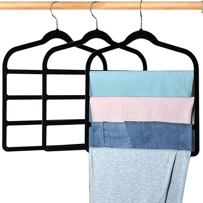 Trouser Hanger Space Saving Clothes Velvet Hanger with 4 Layers Slacks
