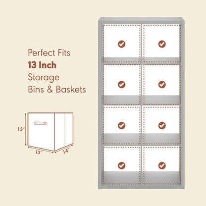 Furinno CUBICLE Record Player Stand with Vinyl Storage, 8-Cube 3cm Extra Thick Vinyl Record Storage