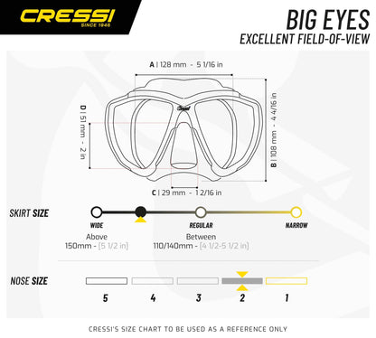 CRESSI Big Eyes+Alpha Ultra Dry Combo Black/Black - Combo Set Mask + Snorkel UD for Diving and Snorkelling, Black/Black, One Size, Adults