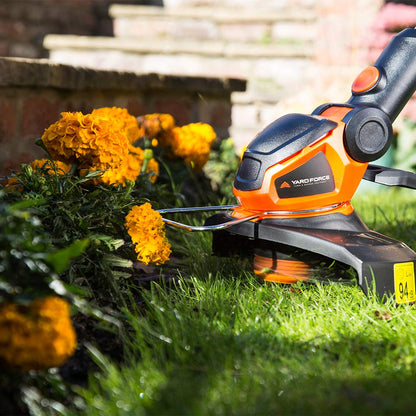 Yard Force 40 V 30 cm Cordless Grass Trimmer with Adjustable Head, Plant Guard and Wheel Support LT G30W - Battery and Charger not included ,