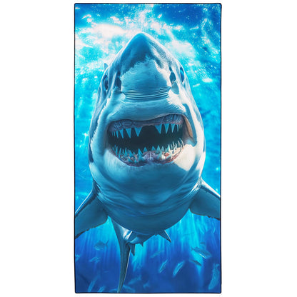 Violetpos Great White Shark Beach Towel, Extra Large 180x90 cm 250GSM Microfibre, Sand Free Quick Dry