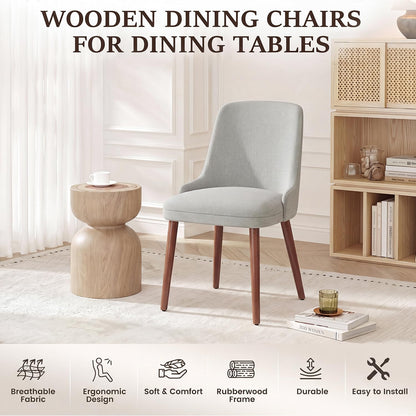 Dining Chairs Set of 4, Upholstered Dining Room Chairs with Ergonomic High Back, Thick Padded Seat, Skin-Friendly Fabric
