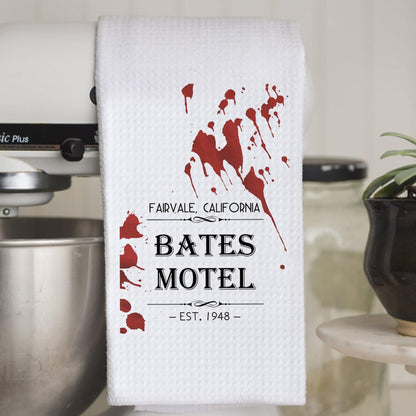 KUIYAI TV Show Kitchen Towel Slasher Horror Halloween Cooking Baking Home Decor Kitchen Towel Dish Towel (motel est1948)