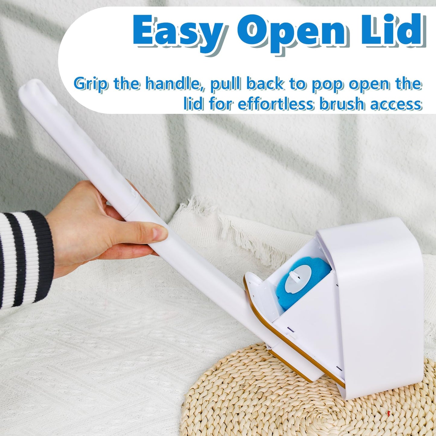 Disposable Toilet Brush with 48 Cleaner Refills, Toilet Brush Disposable with Wall Mounted Holder and Extended Handle for Showers and Bathroom