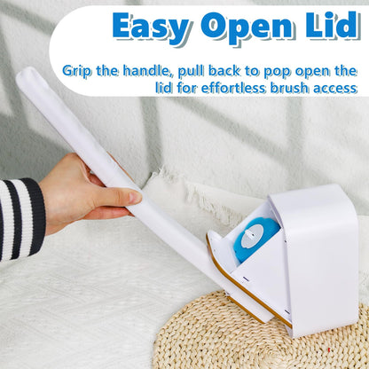 Disposable Toilet Brush with 48 Cleaner Refills, Toilet Brush Disposable with Wall Mounted Holder and Extended Handle for Showers and Bathroom