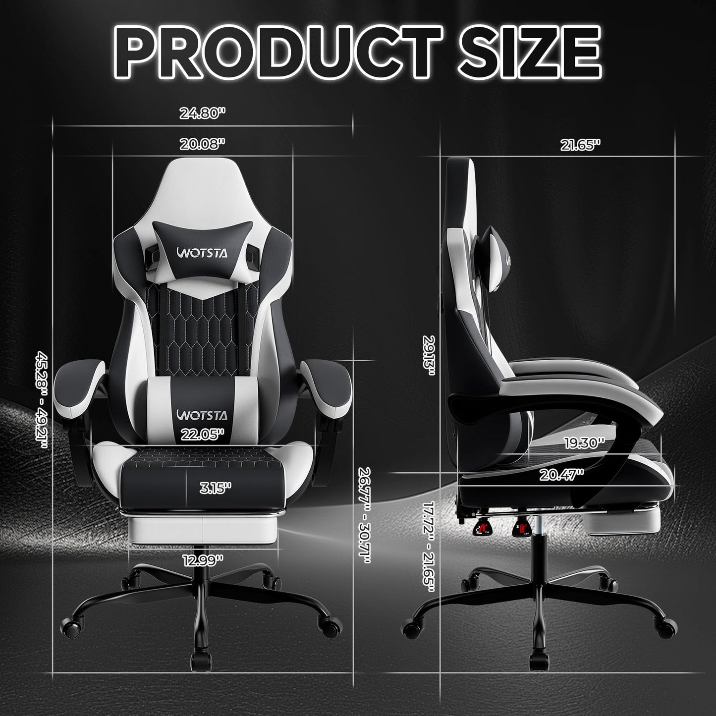 Gaming Chair, Ergonomic Gaming Chair with Footrest and Lumbar Support, Computer Chairs