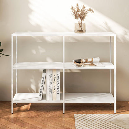 HDANI 100cm Metal Console Table with 3 Tier Strage Shelves,Narrow Entryway Table,Modern Sofa Tables for Entryway, Living Room,Bedroom,White
