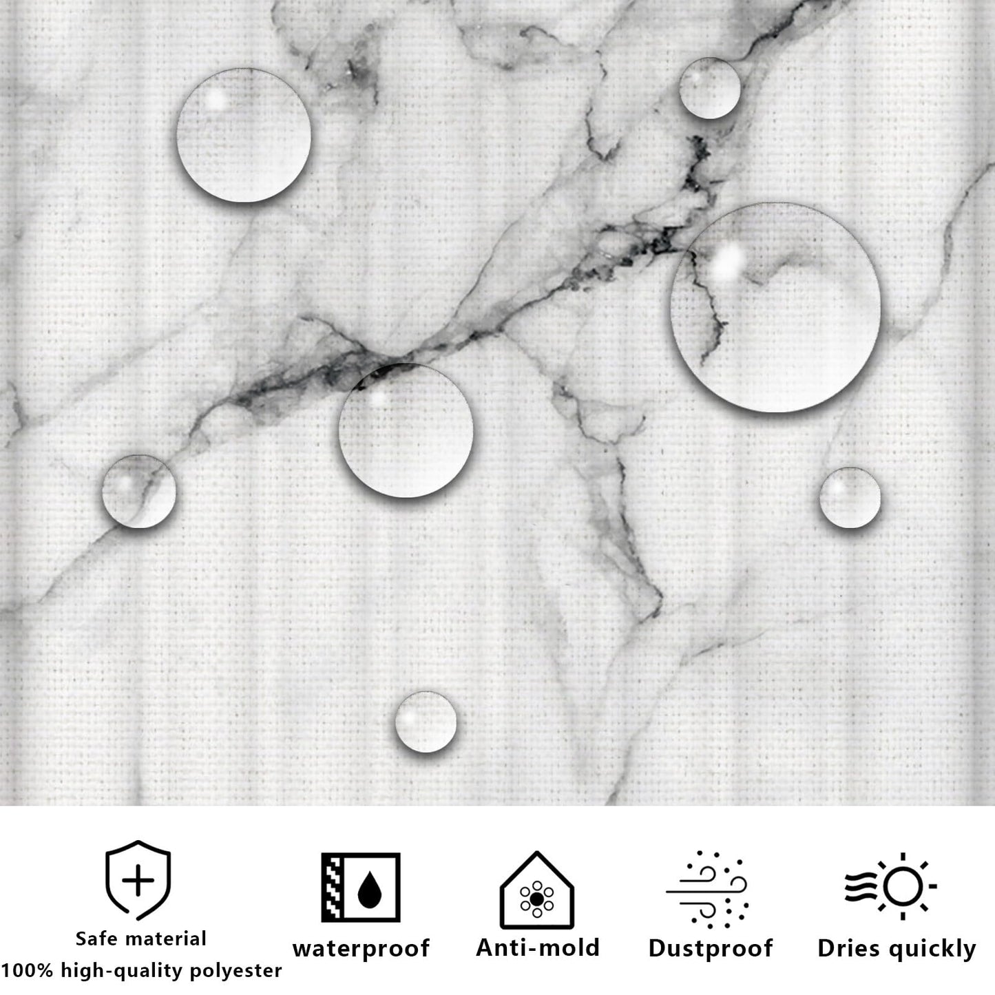 FAIRYGATE Bathroom Window Curtains Shower Curtain Anti Mould Bathroom Curtains with 12 Hooks Washable Shower Curtain Fabric B9014