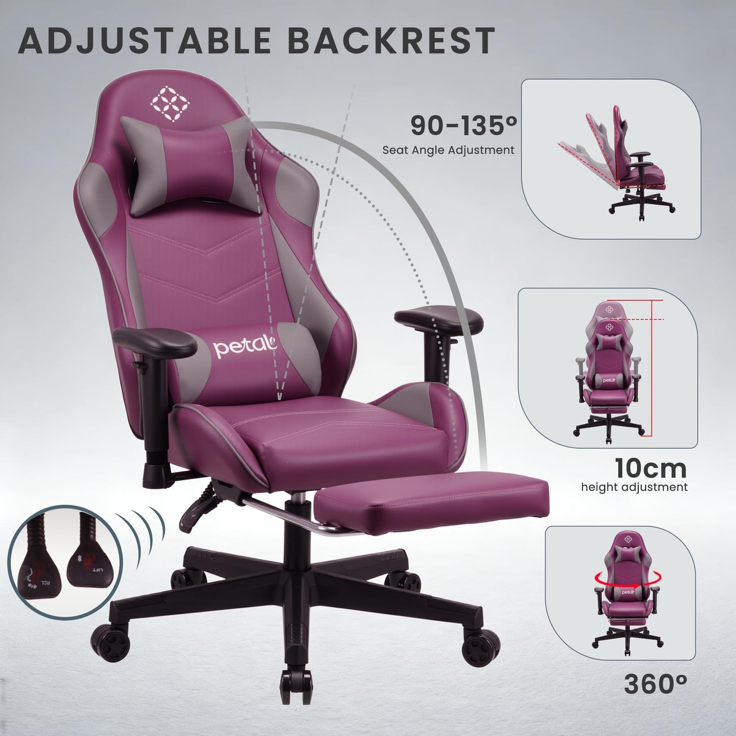 Play haha.Ergonomic reclining seat with footrest adjustable headrest and lumbar cushion high back support padded armrests PU leather finish for