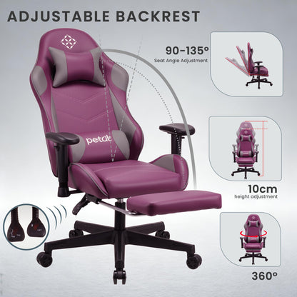 Play haha.Ergonomic reclining seat with footrest adjustable headrest and lumbar cushion high back support padded armrests PU leather finish for