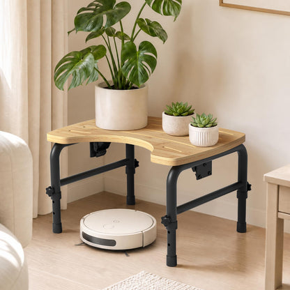 Skokliz Bamboo Squatting Potty for Adult Toilet Stool, Adjustable Height 7-9 Inch Ergonomic Squatting Aid, Non-Slip Toilet Poo Stool Adult