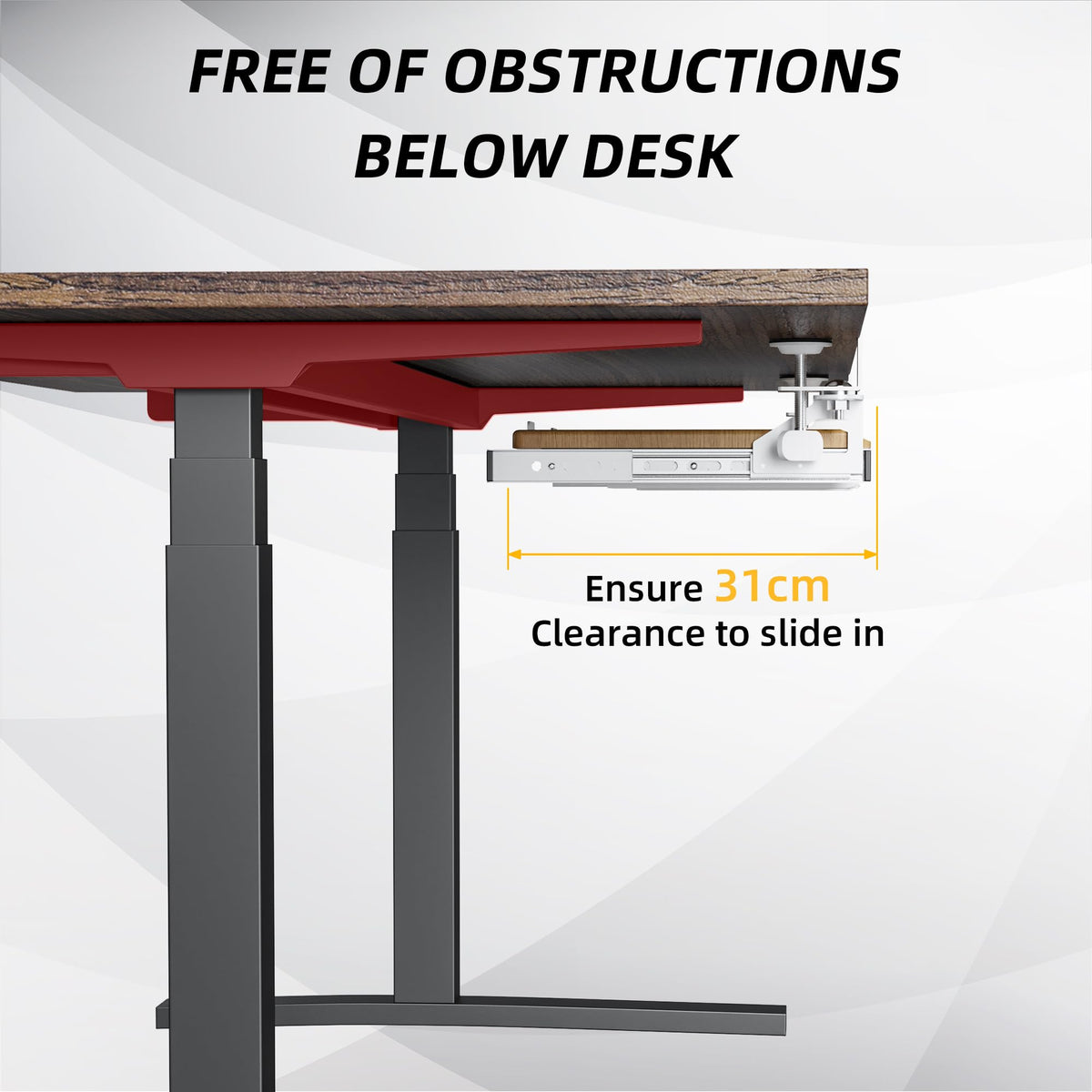 ETHU Under Desk Keyboard Tray with Storage Drawers 68x30cm