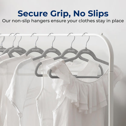 SereneLife Velvet Hangers, Gray, 150-Pack - Non-Slip Adult Coat Hangers