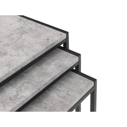 Julian Bowen Staten Nest Of 3 Tables, Concrete Effect