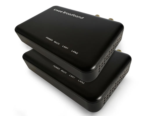 MoCA 2.5 Adapter with Dual 2.5GbE Ports (2-Pack) | Extended E Band (400?900MHz) | Satellite TV Compatible | 2.5Gbps Wired LAN for Streaming, Gaming,