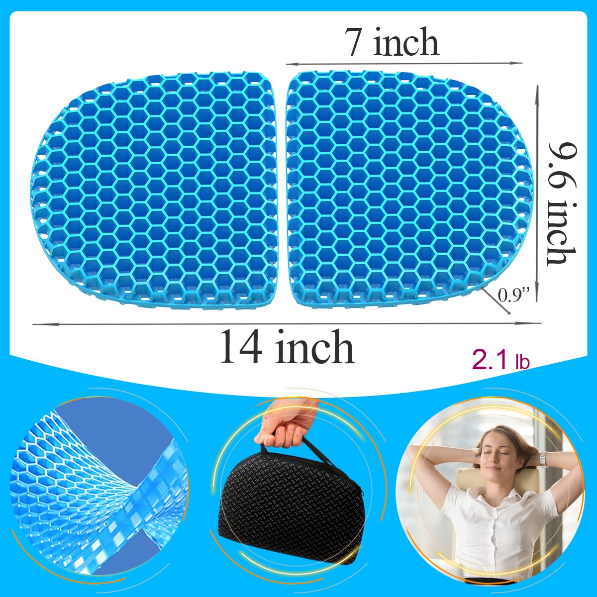 masteymoh Small Foldable Seat Cushion 1 Inch Thick 14 x 9.6 Inches, Portable Gel Seat Cushion for Pressure Relief