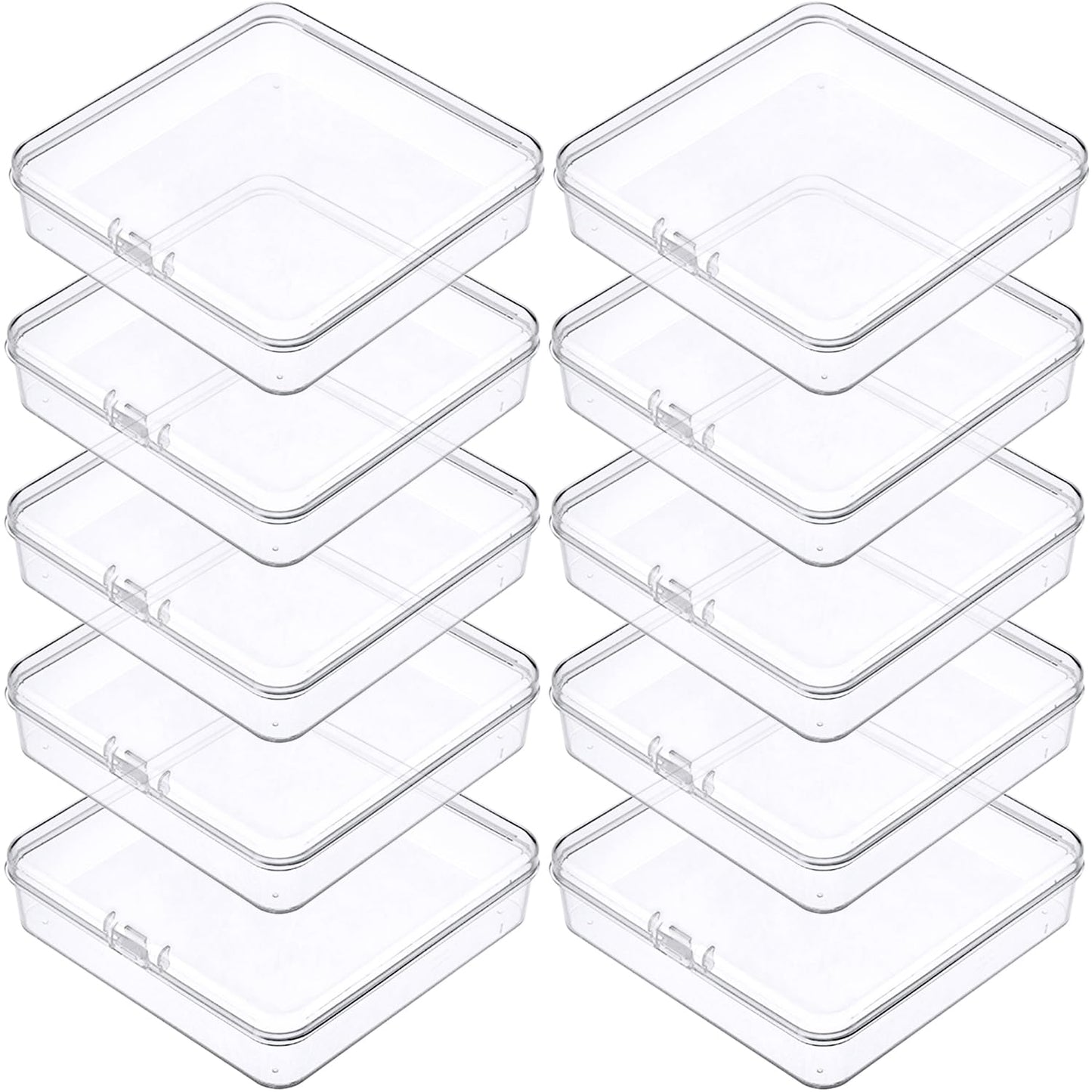 Prmape Pack of 10 Storage Boxes with Lid, Large, 10.5 x 10.5 x 1.8 cm, Rectangular Empty Mini Storage Box