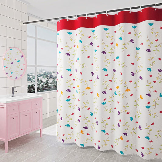 GONOVE Shower Curtain for Bathroom 280 x 200 cm Mildew Resistant Waterproof Polyester Fabric Flowers Shower Curtain Liner Long Washable Bath Curtain