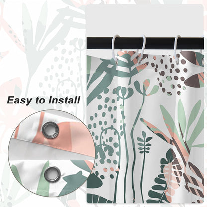Bovlleetd 71x71inch Abstract Plant Shower Curtain Watercolor Tropical Botanical Bathroom Curtain Bohemian Bathroom Decorative Curtain Waterproof Bath