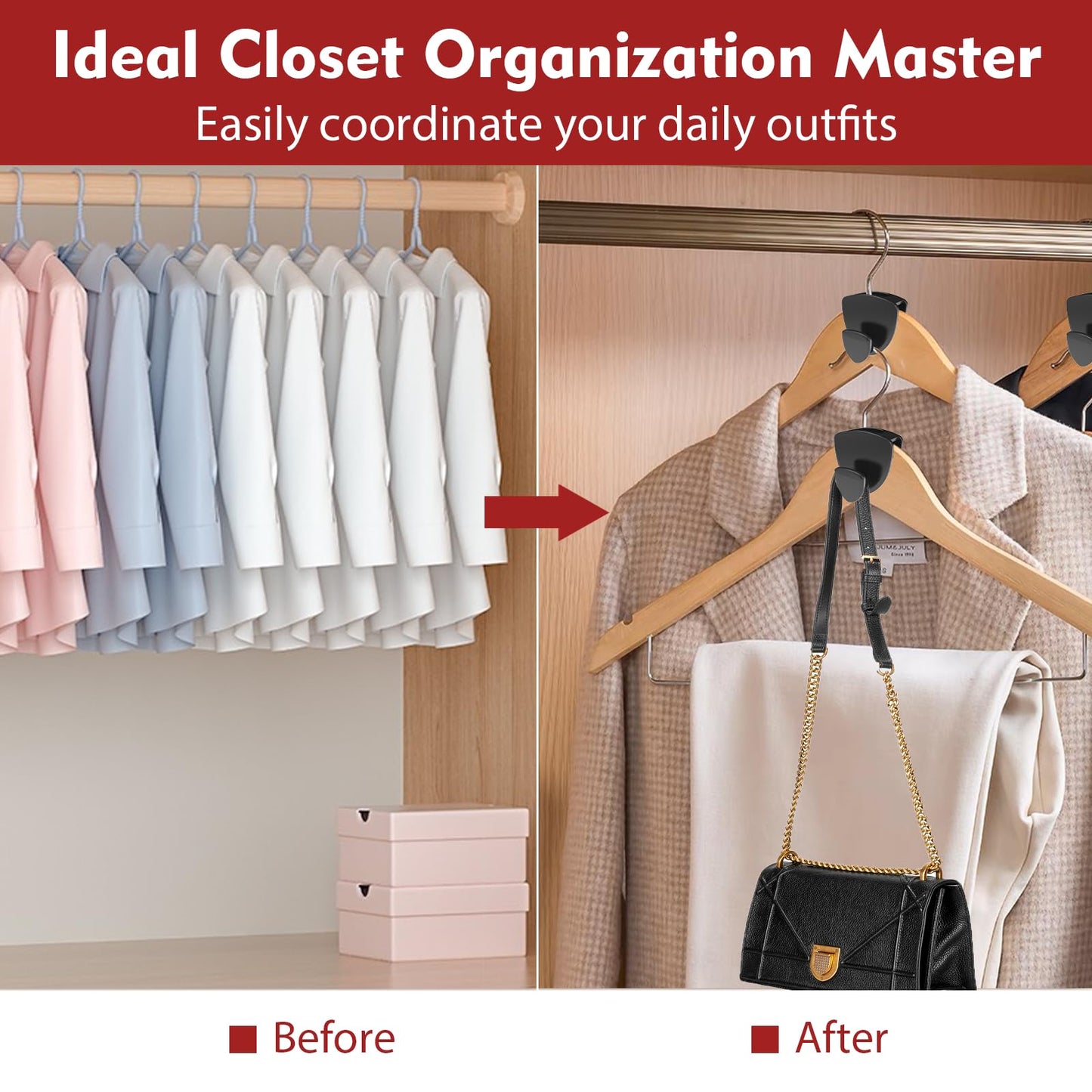 Latoxcaa Hangers Space Saving 50Pcs, Upgrade 40Lb(Max) Heavy Duty Hanger Hooks Space Saver, Space Saving Hangers for Clothes Hanger Connector Hooks