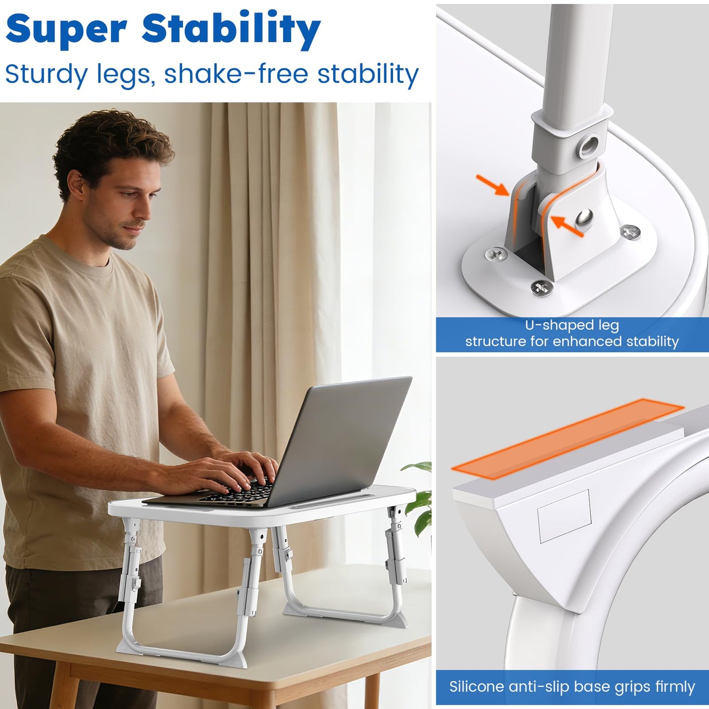 Laptop Desk, Laptop Bed Table with Cup Slot, Reading Holder Notebook Stand Breakfast Tray Book Holder for Sofa, Terrace, Balcony