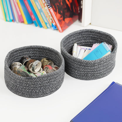 Small Basket, Set of 3 Woven Baskets, Cotton Rope Small Baskets for Organizing, Cute Mini Tiny Storage Basket for Gifts