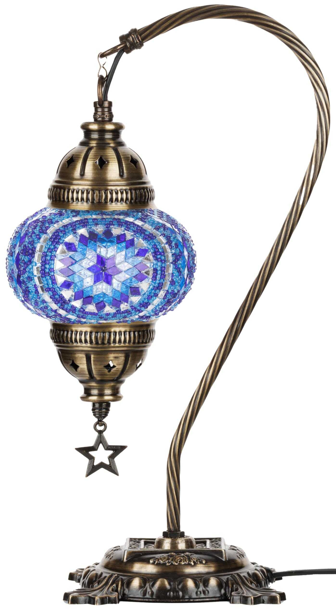 DEMMEX Turkish Moroccan Mosaic Table Lamp for Bedroom, Living Room - Tiffany Style Desk Bedside Lamp, Lampshade, Glass Mosaics & Beads, Decorated