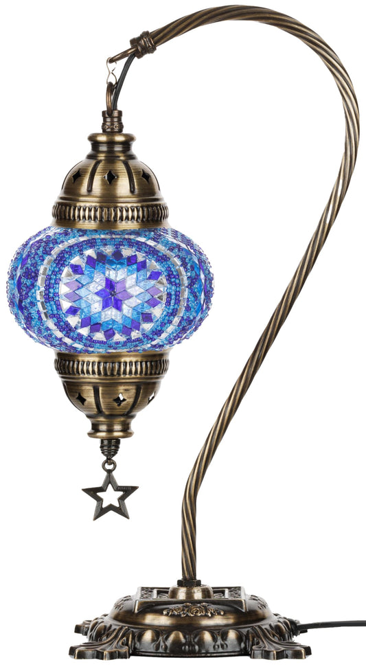 DEMMEX Turkish Moroccan Mosaic Table Lamp for Bedroom, Living Room - Tiffany Style Desk Bedside Lamp, Lampshade, Glass Mosaics & Beads, Decorated