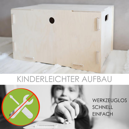 clipfritz - Wooden Box with Lid (unpainted approx. 40 x 30 x 23 cm) Large Wooden Storage Box - Boxes/Boxes for Storing Toys, Books, Photos, Toys