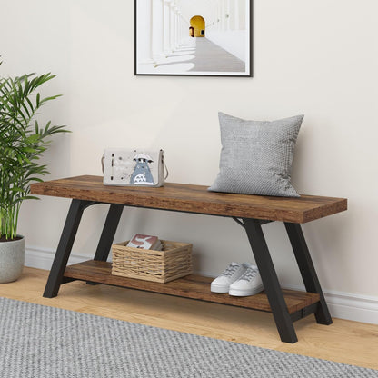 LVB Shoe Storage Bench Entryway Benches for Hallway 120cm Rustic Brown
