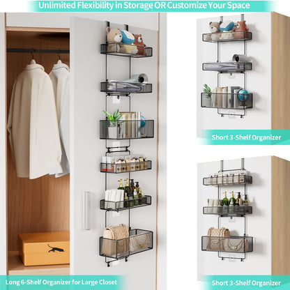 HapiRm Over The Door Organizer - 6 Tier Separable Hanging Storage Organiser with 4 Hooks