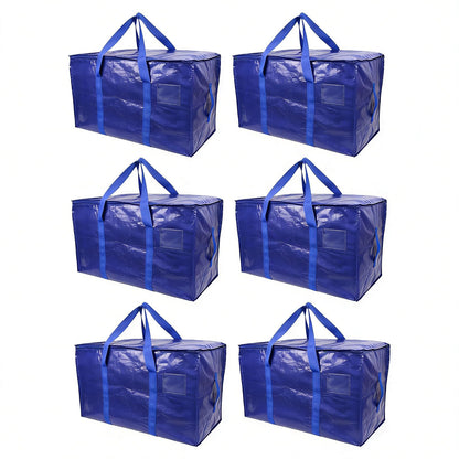 Snugkin Large Storage Bags 6 Pack 91L Moving Bags with Zips & Handles Heavy Duty Storage Boxes with Lids Water-Resistant Packing Bags for Home