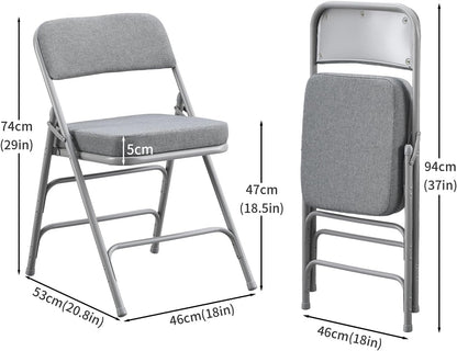 CHAIRABLE Padded Folding Chairs with Thick Cushion, 2 Pack Grey
