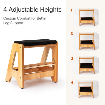 StrongTek 2 in 1 Footrest Rocker Wood Height Adjustable Non Slip