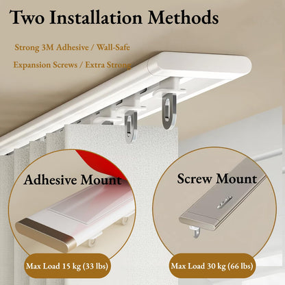 Self-Adhesive Ultra-Thin Curtain Track, Aluminum Ceiling Curtain Rail – Silent Sliding Rail for Living Room, Bedroom