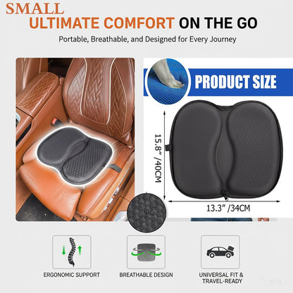 masteymoh Foldable Honeycomb Seat Cushion, Small Portable Gel Seat Cushion for Travel, Butt Pillow for Back Pain Relief, Sciatica (Black)