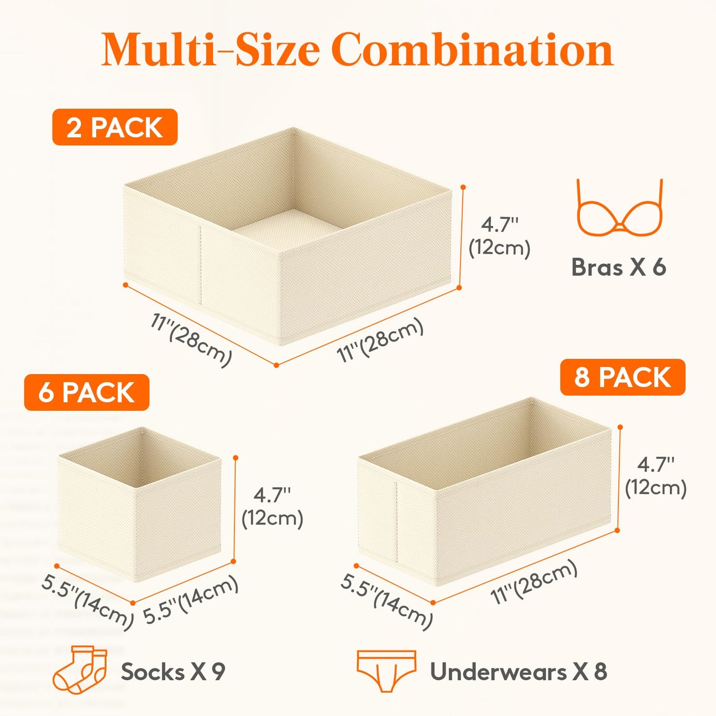 Lifewit 16 Pack Drawer Organiser, Dividers for Closet, Khaki