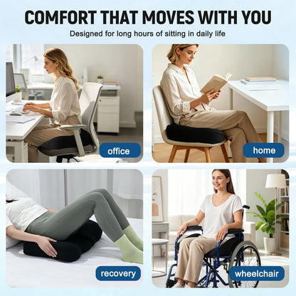 JETSUNDA Coccyx Cushion for Tailbone Pain with Cooling Cover, Ergonomic Memory Foam Sciatica Cushions for Bedsore Relief, for Office Chair, Home, Car