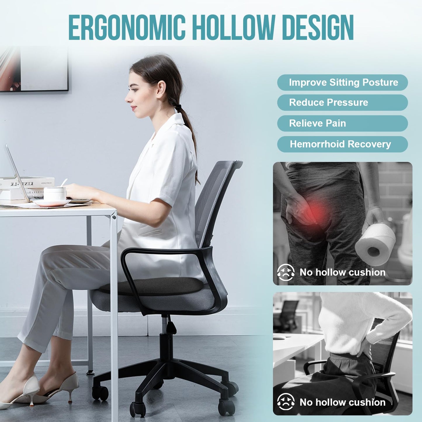 DmTown Donut Cushion for Hemorrhoids, Coccyx Cushion for Tailbone Pain