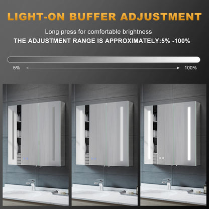 ELEGANT Bathroom Mirror Cabinet with LED Lights & Shaver Socket, 630x650mm