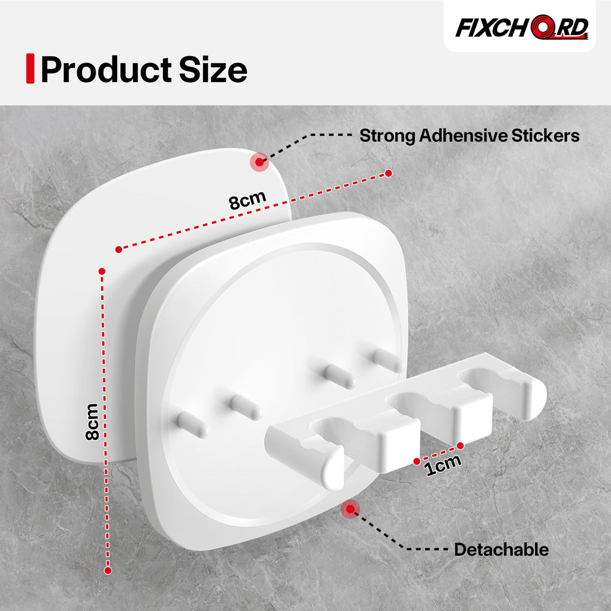 FIXCHORD Electric Toothbrush Head Holder, 2 Pieces, Bathroom Toothbrush Holder for Electric Toothbrushes with Strong 3M Sticker