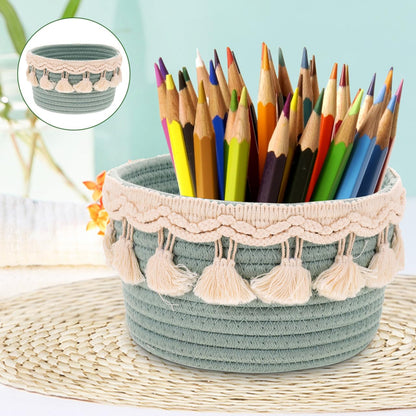 Ciieeo Woven Storage Basket Rope Storage Basket for Bathroom Bedroom and Desktop Organising Small Round for Snacks Cosmetics and Everyday Items 7.87