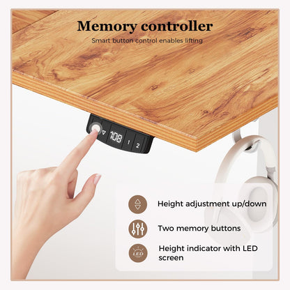 Klicelor Height-Adjustable Electric Desk, 140x80 cm Sit-Stand Office Desk, Computer Desk with Memory Function, Standing Desk