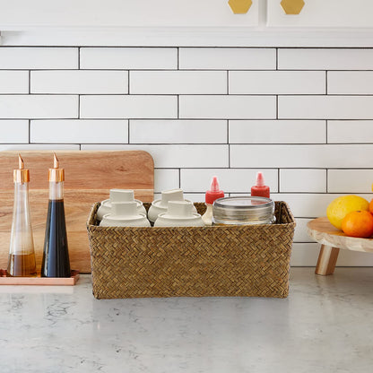 SUMTree Set of 2 Natural Seagrass Nesting Baskets (Caramel, Large)