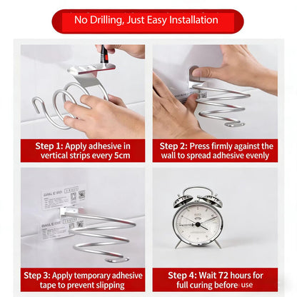 Wall Mounted Hair Dryer Holder with Screws,Heavy-Duty Blow Dryer Stand for Bathroom,Secure Storage for Hair Styling Tool,Easy Installation with